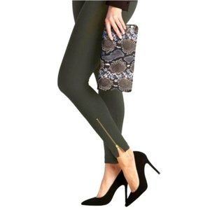 SPANX Assets Seamless leggings gold side ankle zip deep olive Green size 2X